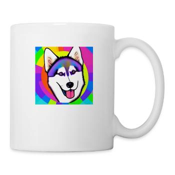 Cute Rainbow Husky Comic Design - Mug - white - Right