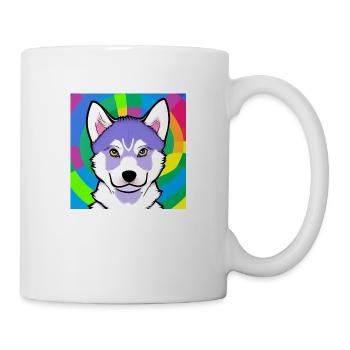 Cute Rainbow Husky Comic Design - Mug - white - Right