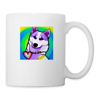 Mignon Husky Rainbow Comic Design - Mug blanc - blanc - Droite