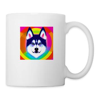 Cute Rainbow Husky Comic Design - Mug - white - Right