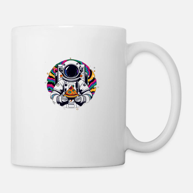 Astronaute funky dans l’espace avec une pizza - Mug blanc - blanc