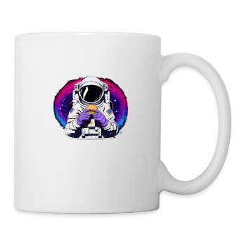 Funky astronaut in space with hamburgers - Mug - white - Right