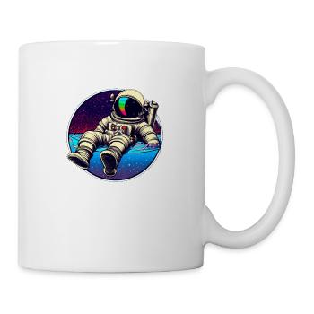 Funky astronaut in space takes a bath - Mug - white - Right