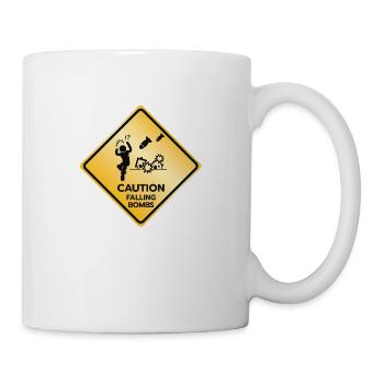 Caution Sign Falling Bombs - Mug - white - Right