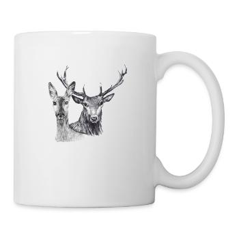 Hirsche und Rehe - Tasse - Weiß - Rechts