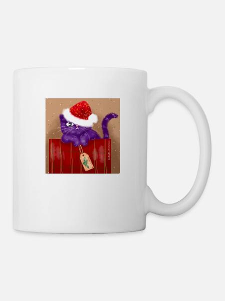 Chat de Noël - Mug blanc - blanc