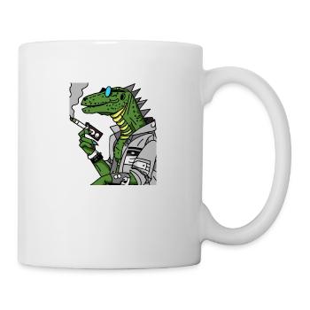 dinosaur with cigarette - Tasse - Weiß - Rechts