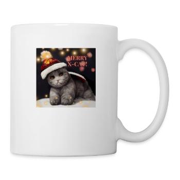 Süße Katze am Winterweihnachtstag - Tasse - Weiß - Rechts