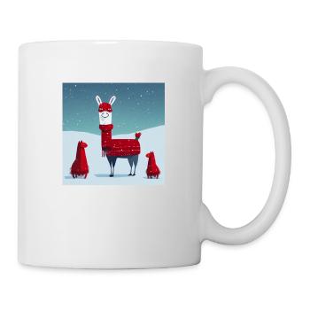 Cute Llama Red-White Christmas Scarf - Mug - white - Right