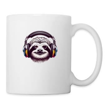 Paresseux avec lunettes et écouteurs écoute de la musique - Mug blanc - blanc - Droite