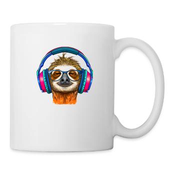 Cooles Faultier mit Kopfhörern hört Musik - Tasse - Weiß - Rechts