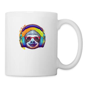 Cooles Faultier mit Kopfhörern hört Musik - Tasse - Weiß - Rechts