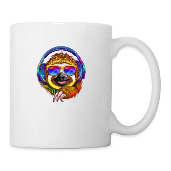 Cooles Faultier mit Kopfhörern hört Musik - Tasse - Weiß - Rechts