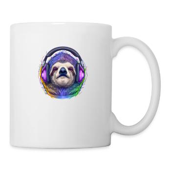 Cooles Faultier mit Kopfhörern hört Musik - Tasse - Weiß - Rechts