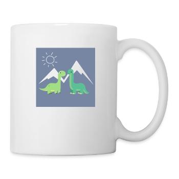 Landschaft mit Dino-Familie - Tasse - Weiß - Rechts