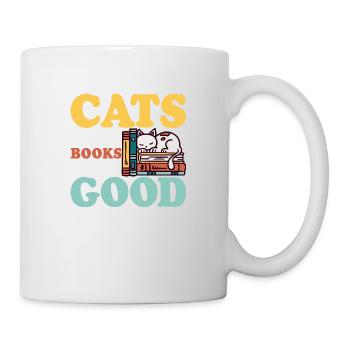 Cats And Books Life Is Good Reading Book Lover - Mug - white - Right