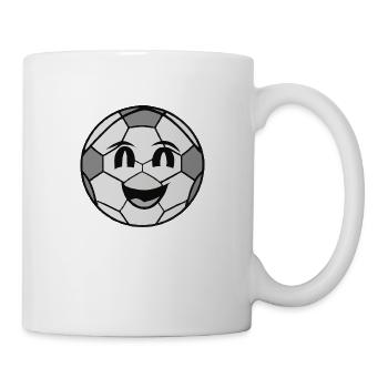 Fussball mit Gesicht Geschenkidee - Tasse - Weiß - Rechts