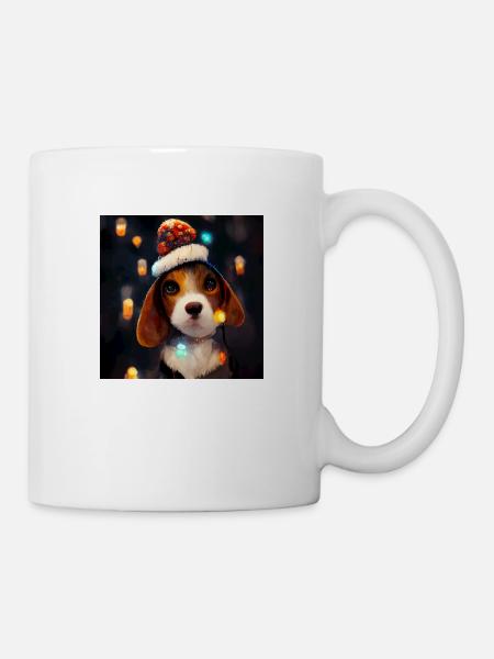 Weihnachts-Beagle in der Weihnachtsnacht - Tasse - Weiß