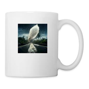 Weiße Feder - Tasse - Weiß - Rechts