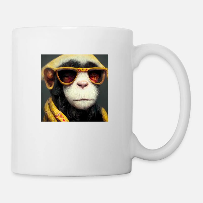 Affe mit Sonnenbrille - Tasse - Weiß