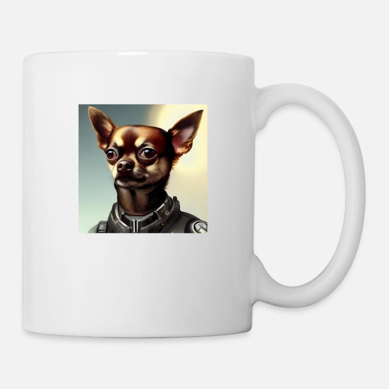 Brauner Chihuahua in Uniform - Tasse - Weiß
