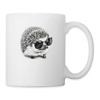 cute little hedgehog with sunglasses cute child - Mug - white - Right