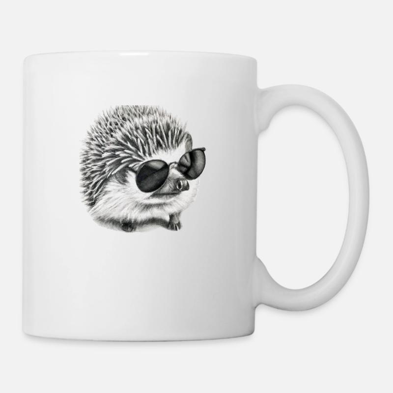 mignon petit hérisson avec des lunettes de soleil mignon enfant - Mug blanc - blanc