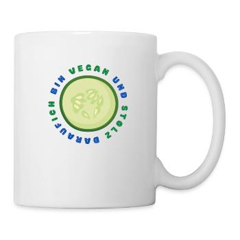 VEGAN UND STOLZ DARAUF - Vegan Pride Design - Tasse - Weiß - Rechts