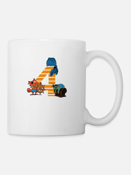 Pirate 4 ans Birthday Shirt Idée cadeau - Mug blanc - blanc