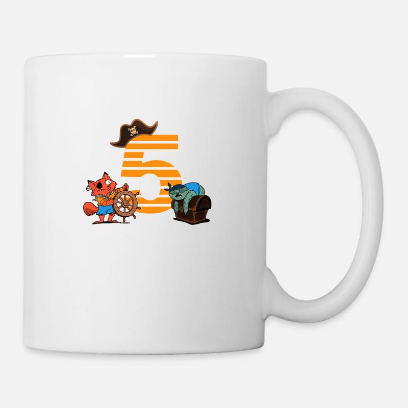 Pirat 5 Jahre Geburtstagsshirt - Tasse - Weiß