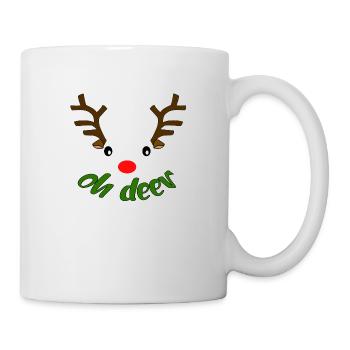 Weihnachten Rentier Spruch"oh weh" "oh deer(dier)" - Tasse - Weiß - Rechts