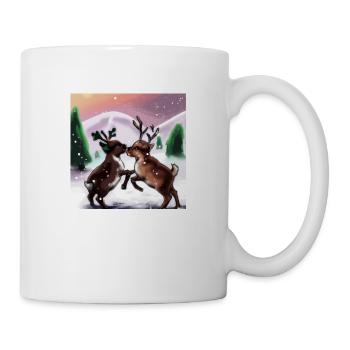 Zwei verspielte Rentiere - Tasse - Weiß - Rechts