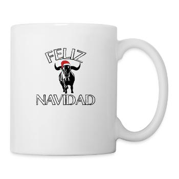Weihnachten Stier mit Weihnachtsmütze - Tasse - Weiß - Rechts