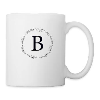 Monogramm B Kranz personalisierbar - Tasse - Weiß - Rechts