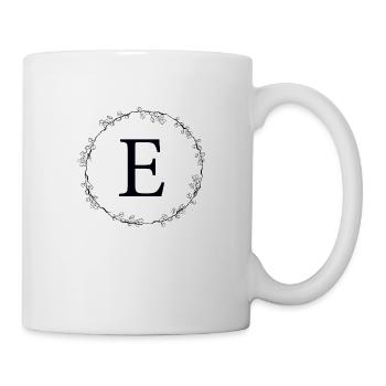 Monogramm E Kranz personalisierbar - Tasse - Weiß - Rechts