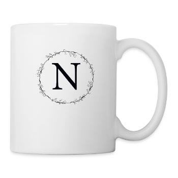 Monogramm N Kranz personalisierbar - Tasse - Weiß - Rechts