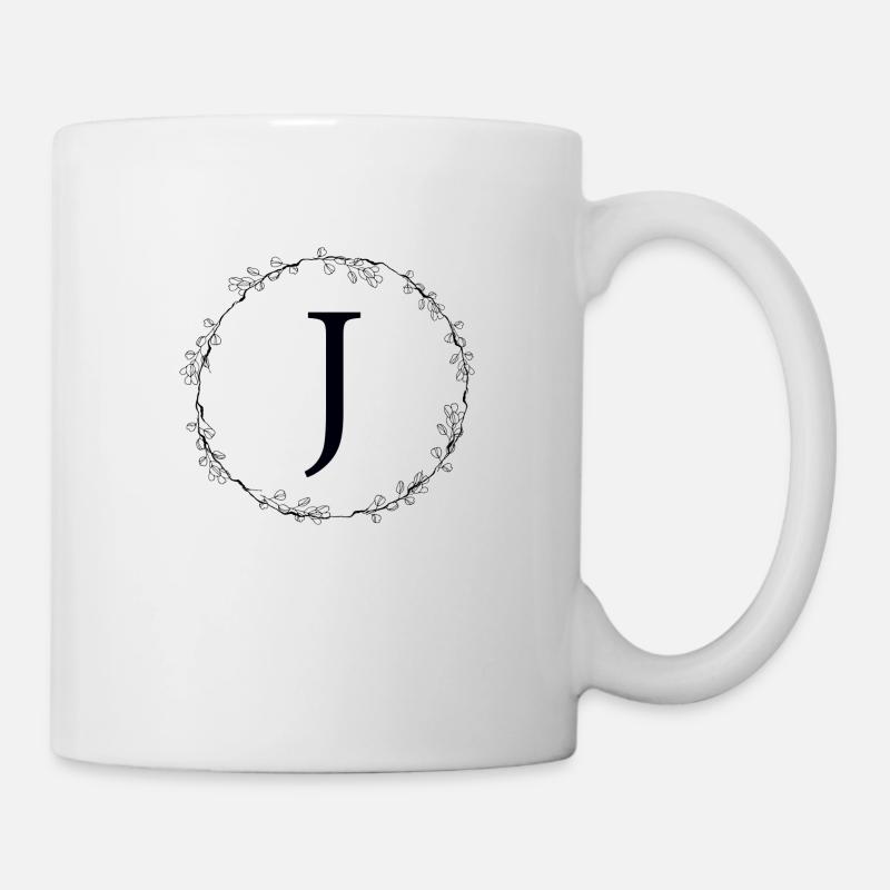 Monogram J wreath customizable - Mug - white