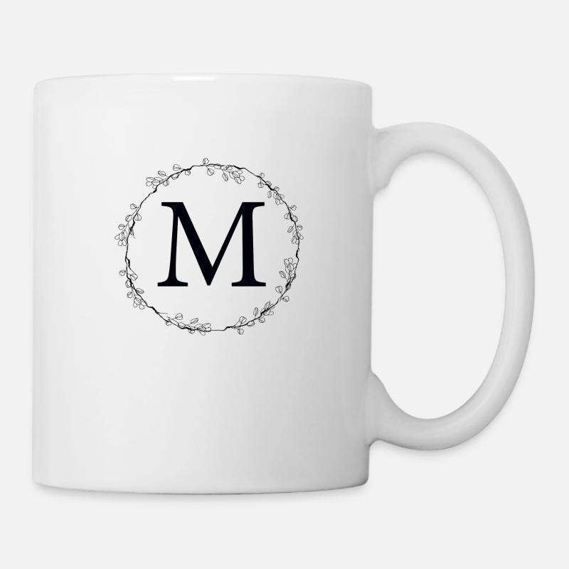 Monogramm M Kranz personalisierbar - Tasse - Weiß