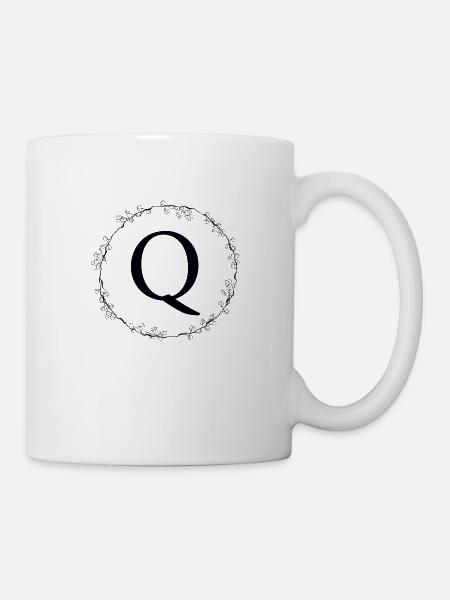 Monogramm Q Kranz personalisierbar - Tasse - Weiß