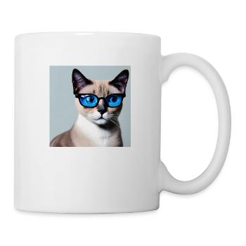 Mignon chat Henry avec des lunettes - Mug blanc - blanc - Droite
