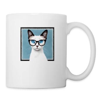 Süße Katze Lily mit Brille - Tasse - Weiß - Rechts