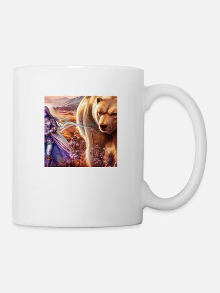 Kriegerin. Wandern mit einem Bären - Tasse - Weiß
