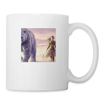 Mädchen in einer verschneiten Gegend neben einem Eisbären - Tasse - Weiß - Rechts