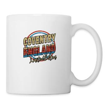 Coventry England UK Stadt Schrift 80er Stil - Tasse - Weiß - Rechts