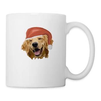Hund mit Weihnachtsmannmütze - Tasse - Weiß - Rechts
