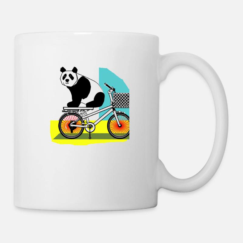 Panda learns to ride a bike - Mug - white