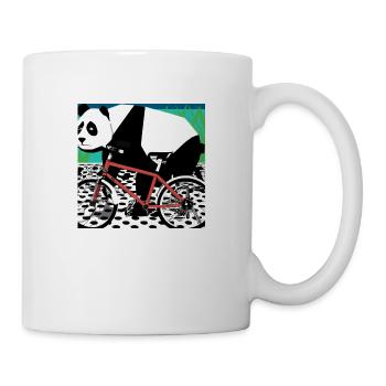Panda auf dem Fahrrad - Tasse - Weiß - Rechts