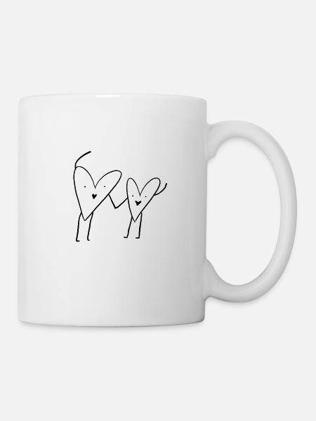 herzfiguren schwarz und weiss - Tasse - Weiß