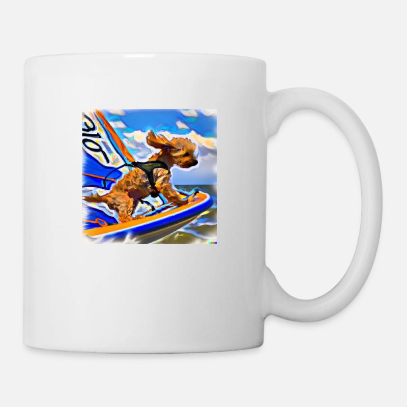 Surfing Dog - Tasse - Weiß