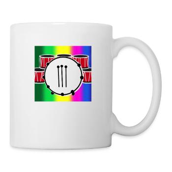Schlagzeug vor Regenbogen - Tasse - Weiß - Rechts